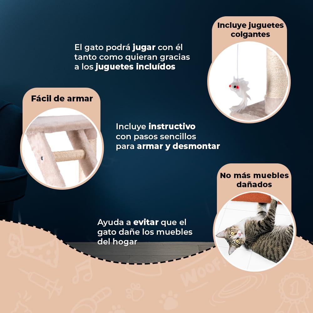 Mueble Rascador Fancypets Atenas 120 cm para Gato