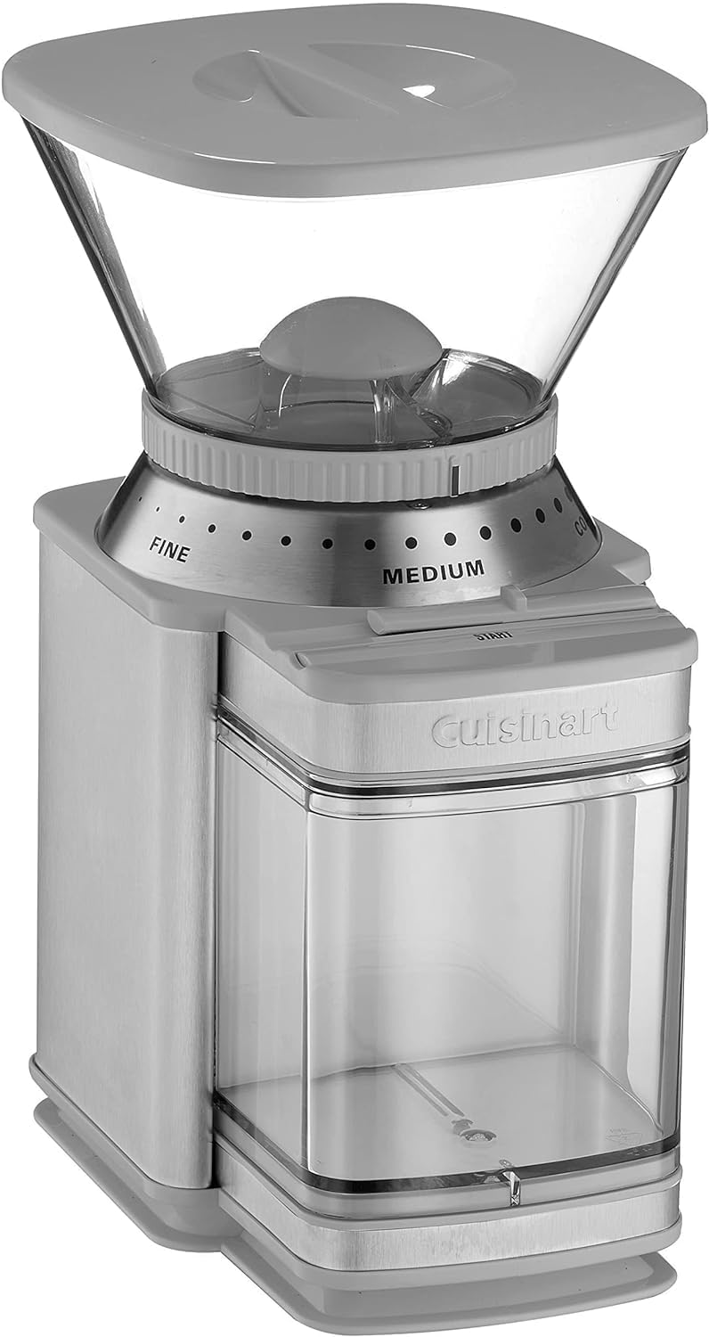 CUISINART - Molinillo de café, rebabas eléctricas de un solo toque con selector de molienda de 18 posiciones, acero inoxidable, DBM-8CGP1, gris frío