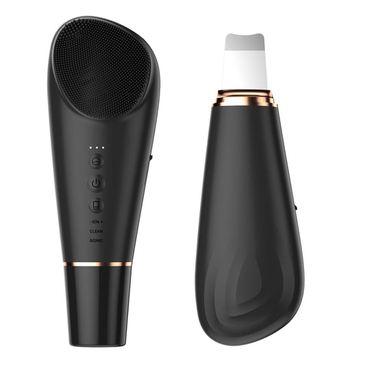 Cepillo Limpiador Facial Recargable Stepcare Negro 2 en 1 para Limpieza Profunda y Masajeador Exfoliante para Mujeres y Hombres