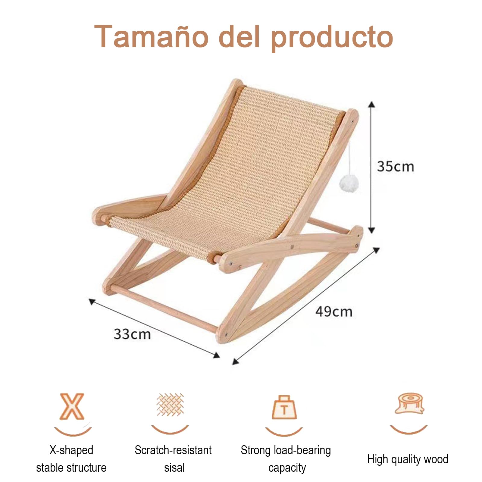 Mecedora MNJKJHL sisal con Rascador y Pelota para Gato