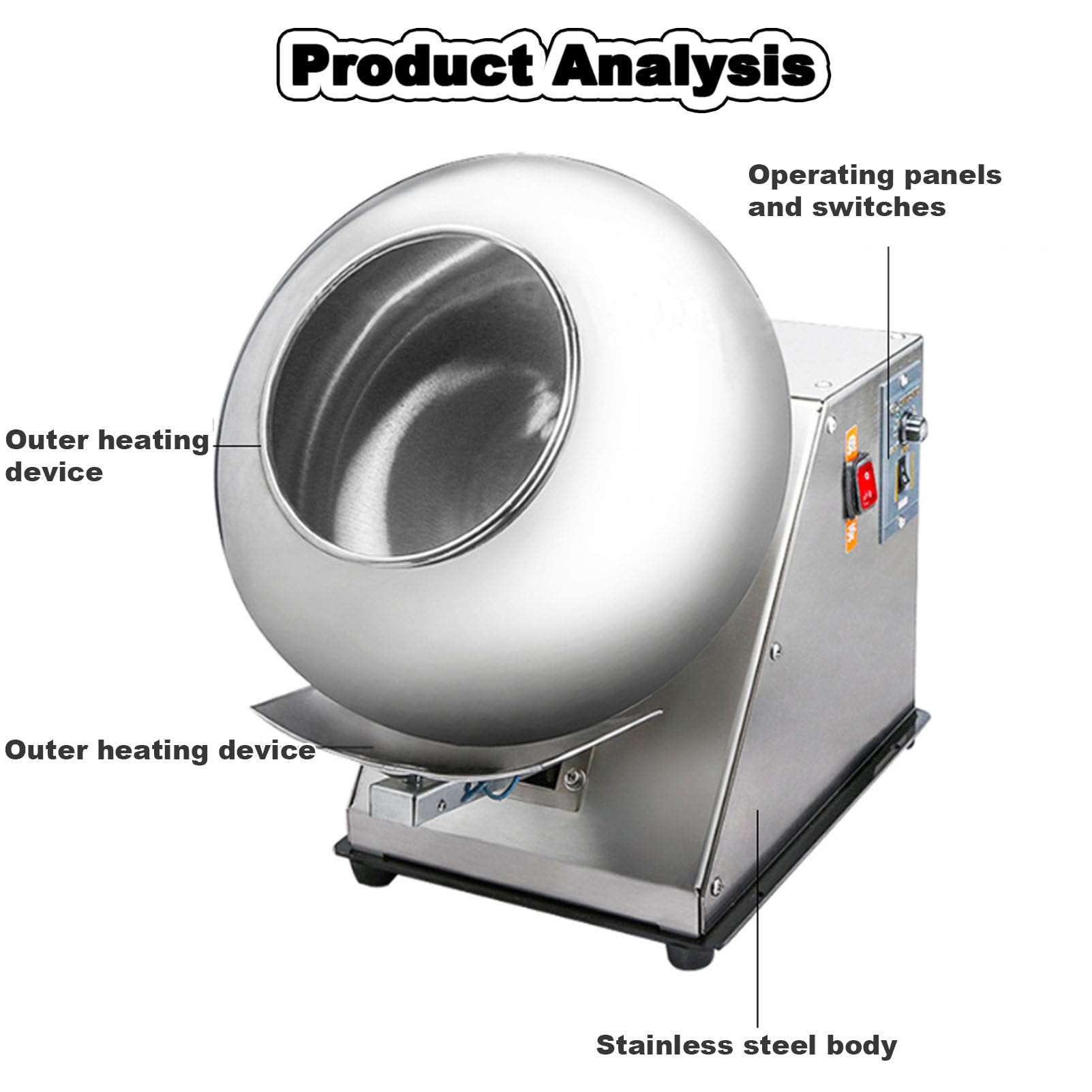 Máquina de Recubrimiento Oiyekntd para Chocolate y Azúcar, 110V, Comercial Automática