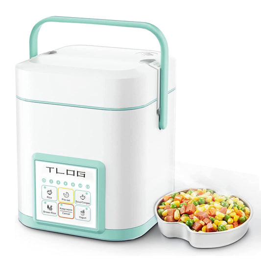Arrocera Mini TLOG Blanca con Revestimiento de Cerámica Saludable para Viaje