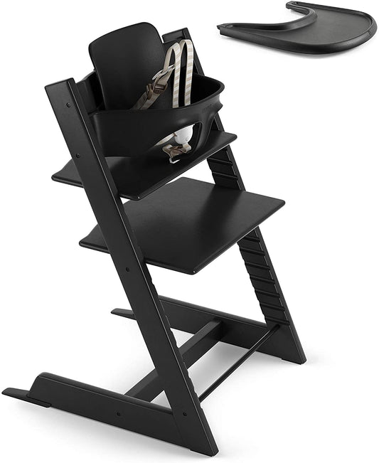 Stokke Tripp Trapp Juego de Silla,Baby Set, Bandeja y Arnes (Negro)