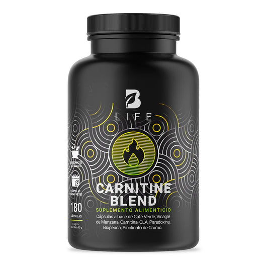Carnitina de 180 Cápsulas con Café Verde, Carnitina, Vinagre de Manzana, CLA y Picolinato de Cromo. Carnitine Blend B Life.