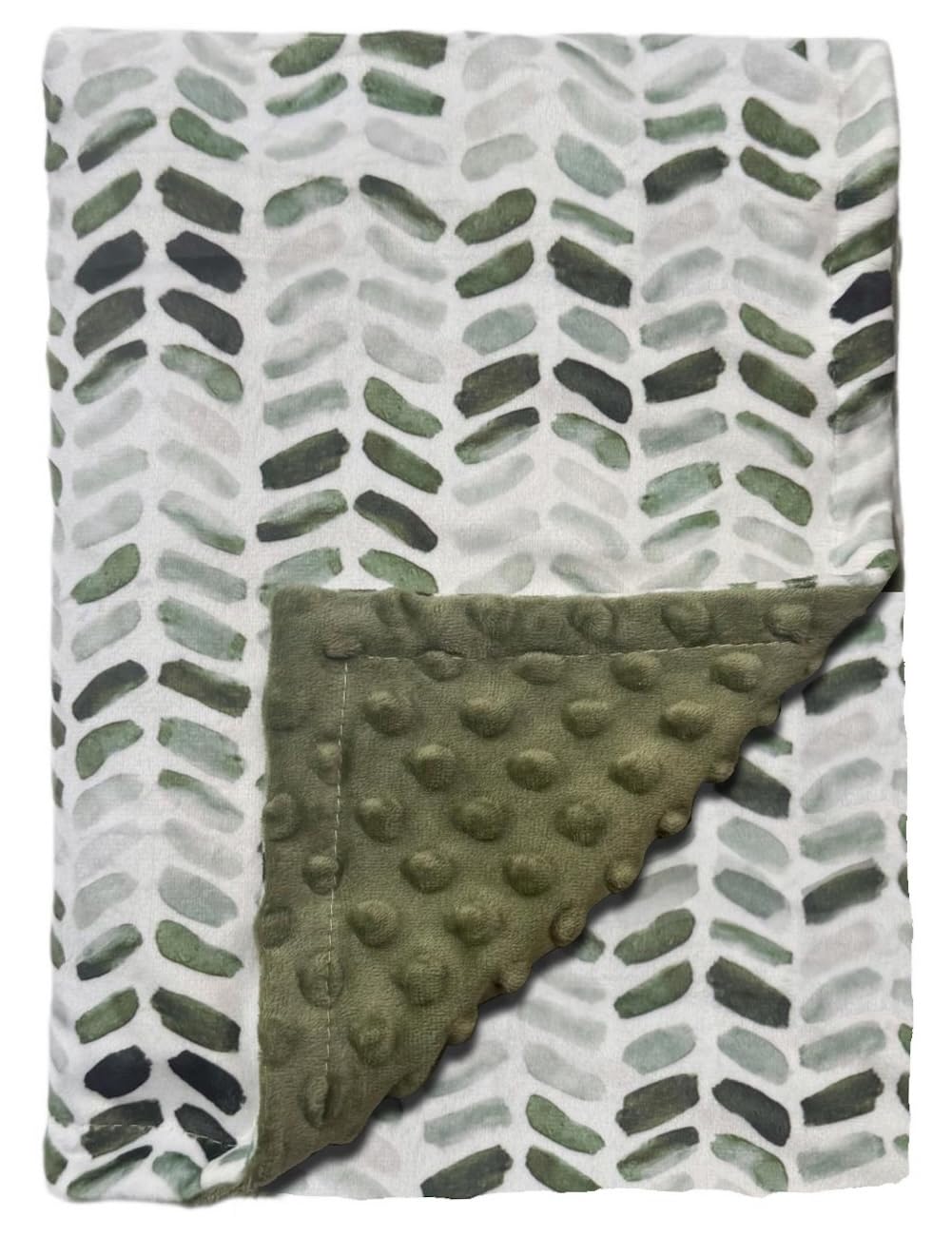 Manta de Felpa Suave Minky de Doble Capa para Bebé con Respaldo Punteado para Niños y Niñas - Regalos de Ducha para Recién Nacidos y Niños Pequeños (Hojas Verdes, 30 X 40 Pulgadas)