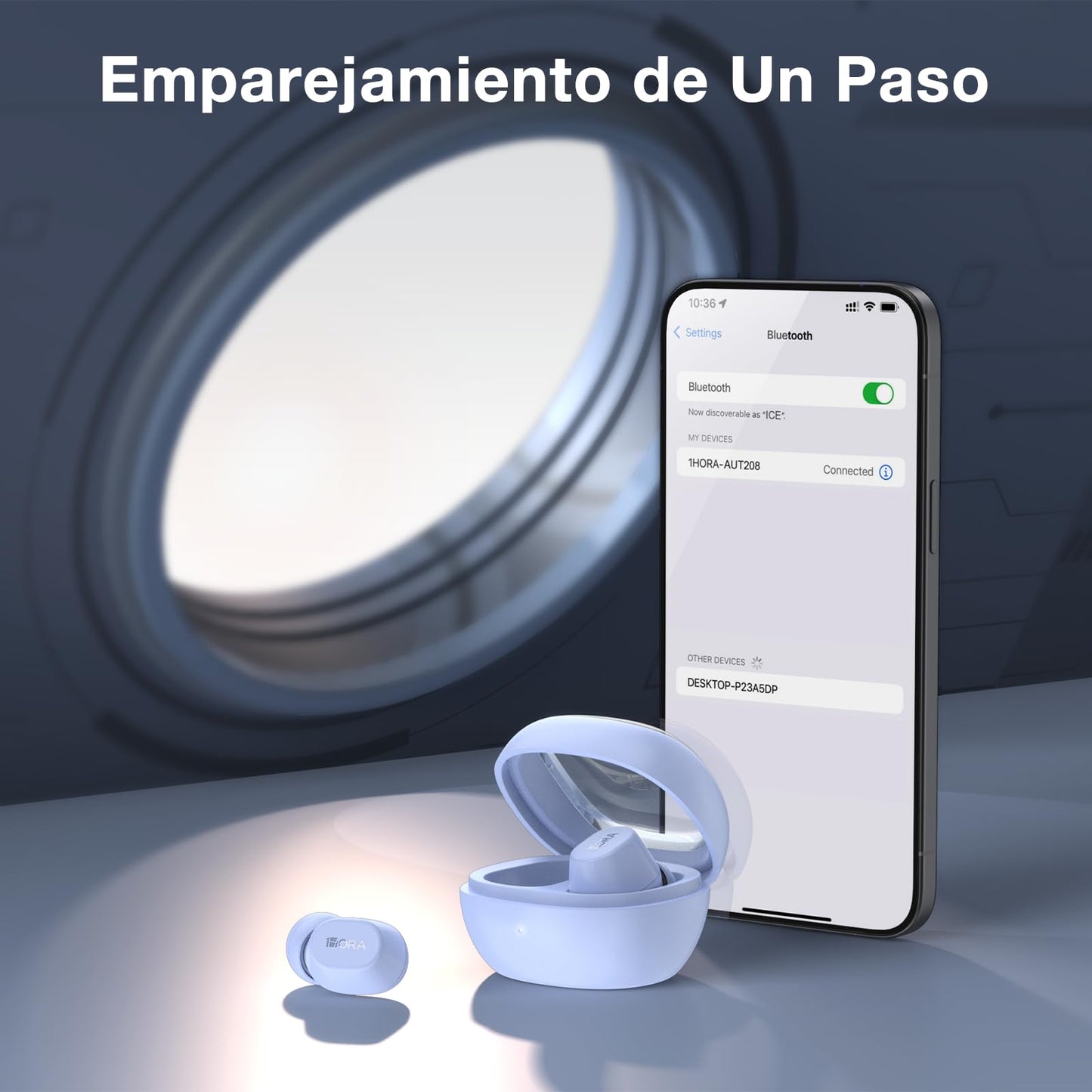 Audífonos In-Ear Inalámbricos Bluetooth 5.3 Azul Pastel para Escuchar Música y Responder Llamadas