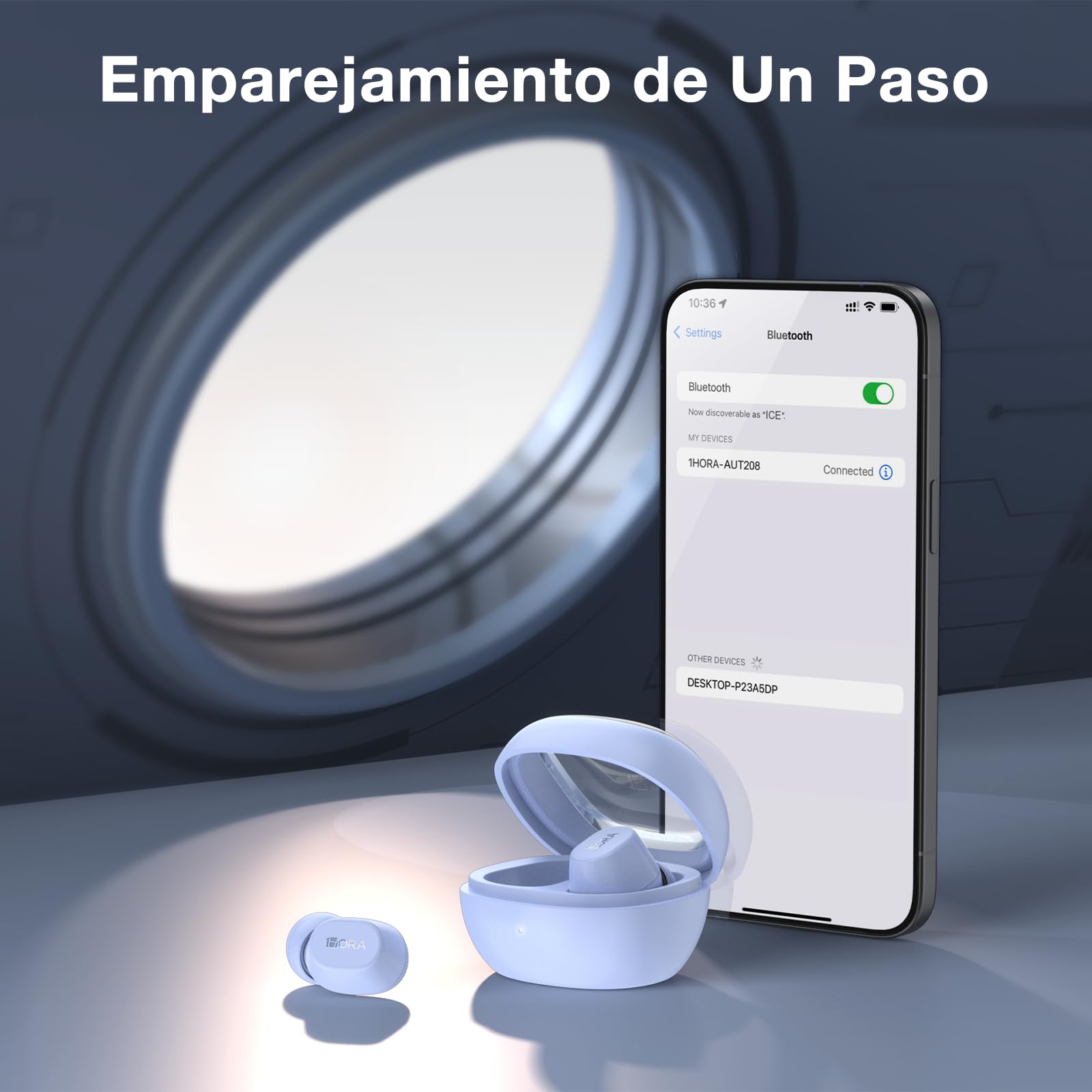 Audífonos In-Ear Inalámbricos Bluetooth 5.3 Azul Pastel para Escuchar Música y Responder Llamadas