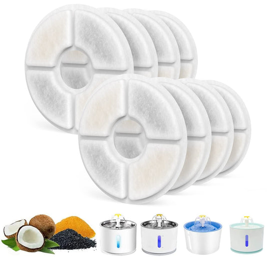Filtros de Carbón Activado para Fuente de Agua para Gatos, Paquete de 8, Triple Filtración