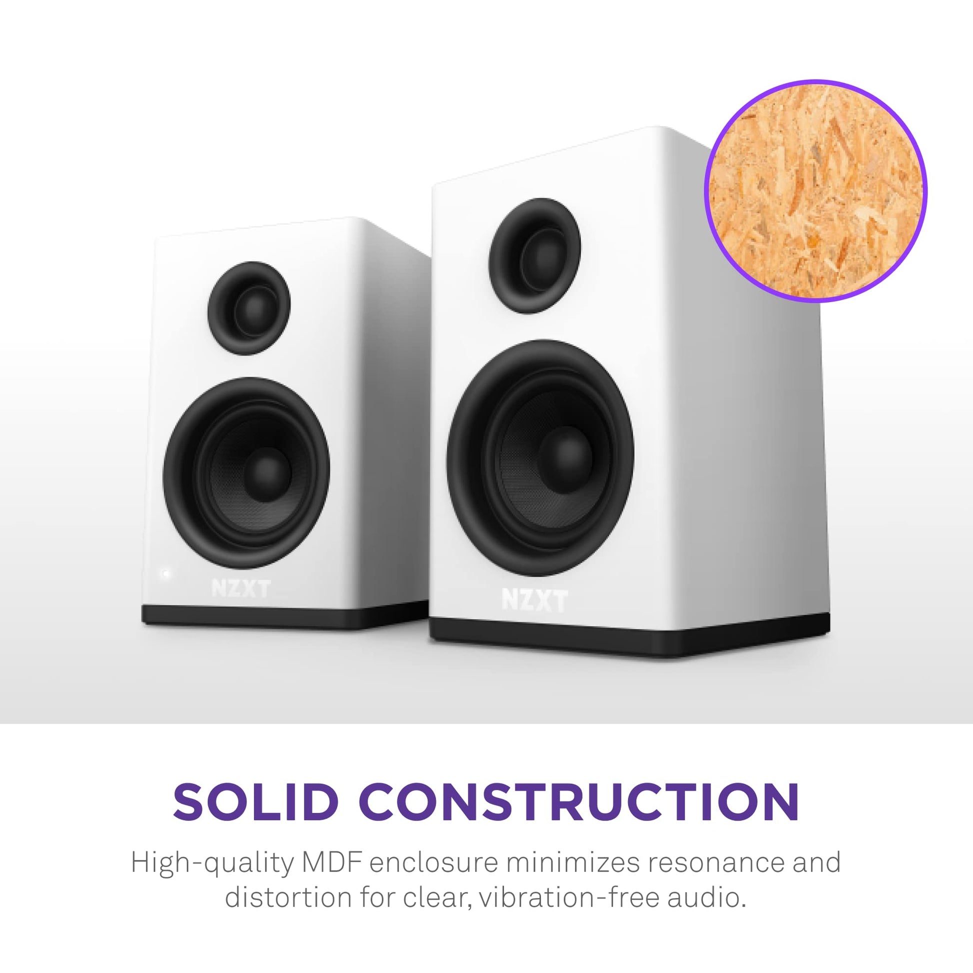 Parlantes de Escritorio Gaming NZXT Blanco con Diseño tipo Estantería y Tweeters de Domo de Seda