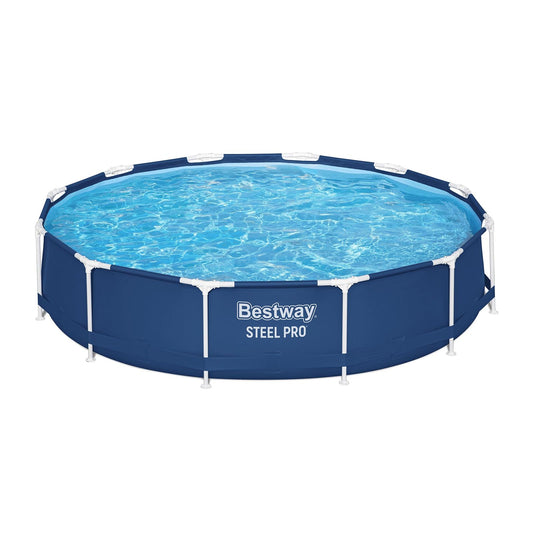 Bestway Steel Pro - Juego de piscina redonda sobre el piso de 12 x 30 pulgadas, incluye bomba de filtro de 330 galones