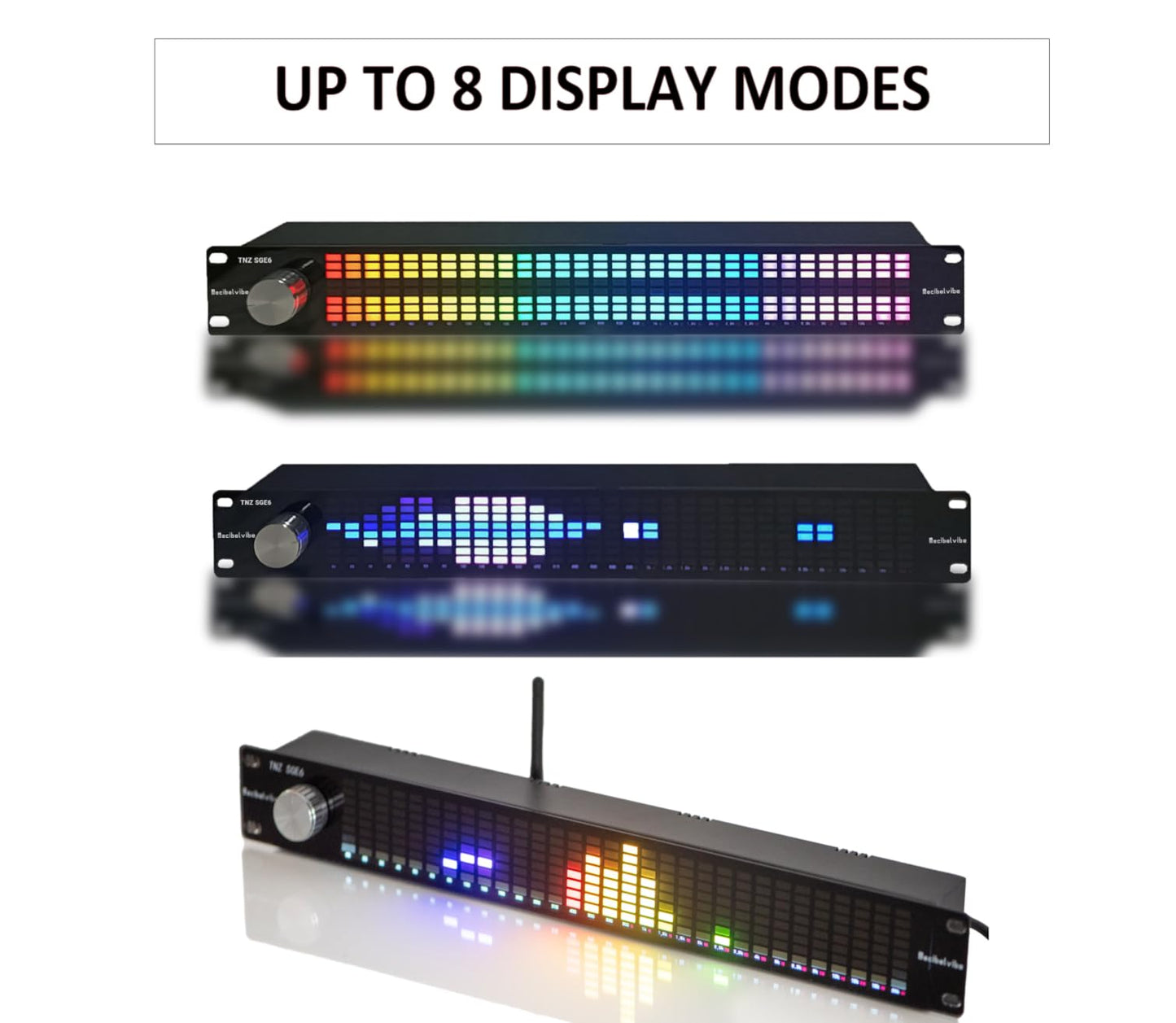 Decibelvibe TNZ SGE6 - Ecualizador Gráfico de Audio con Entrada y Salida RCA Trasera + Auxiliar de 3.5, Micrófono Integrado y USB, Preamplificador para Audio en Casa, Profesional, Automóvil, HiFi