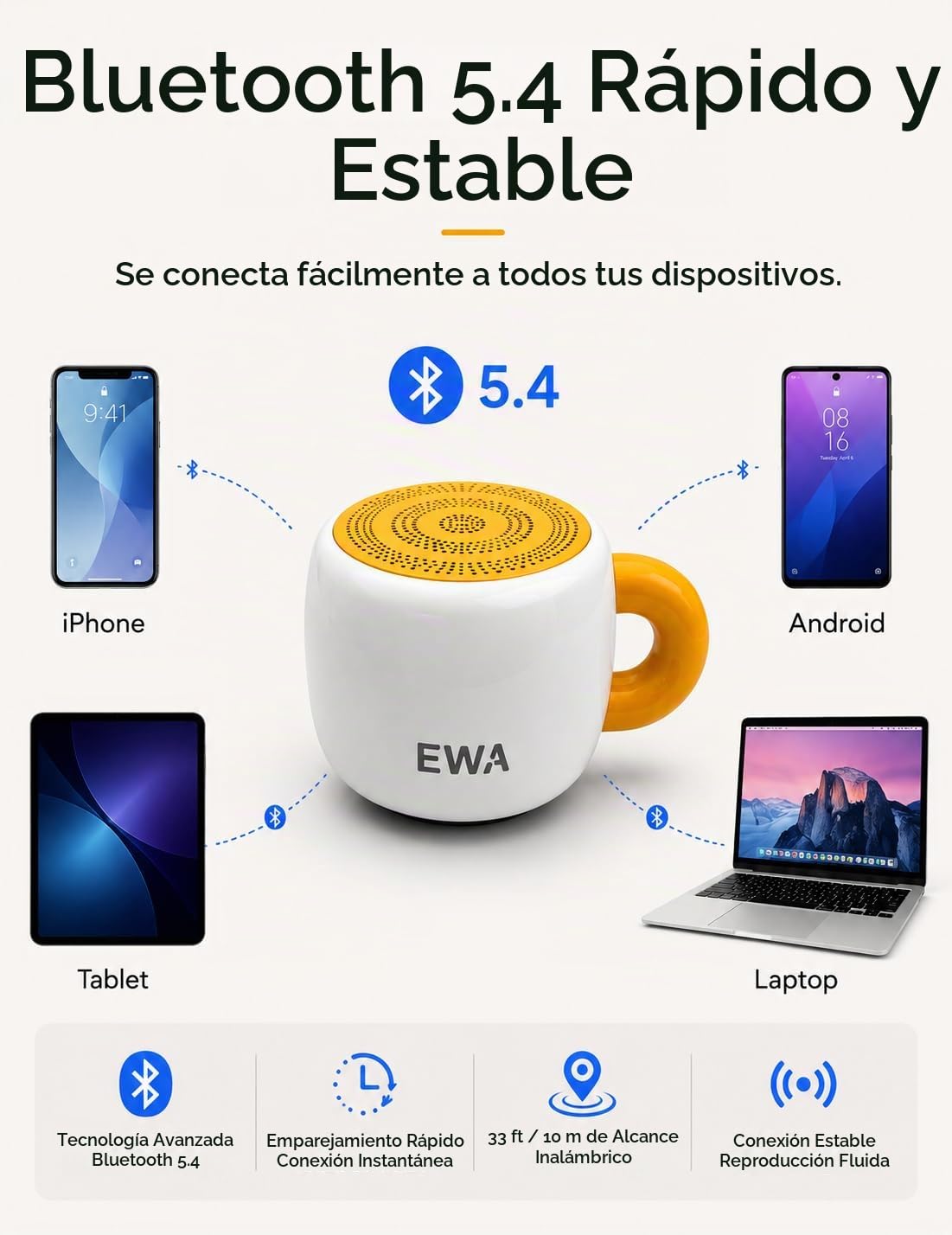 Altavoz Bluetooth Portátil EWA A163 Impermeable con Sonido Fuerte y Claro