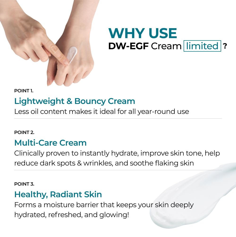 EASYDEW DW-EGF Cream Limited 2.4 oz - Anti-Aging Moisturizer with Human Epidermal Growth Factor & Hyaluronic Acid Collagen to Rejuvenate & Regenerate Cells,Softer Skin, Light weight Refreshing Cream