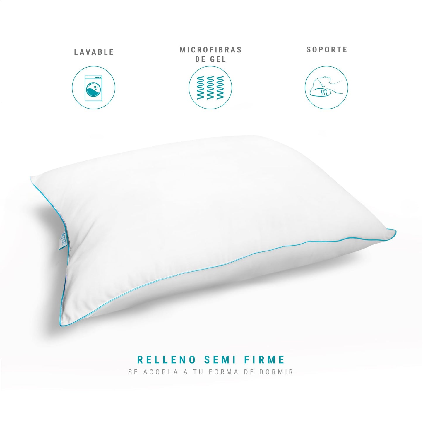 Almohada King Size Sognare Nuo Semi Firme Microfibras Gel Hipoalergénica Lavable 6 Pack