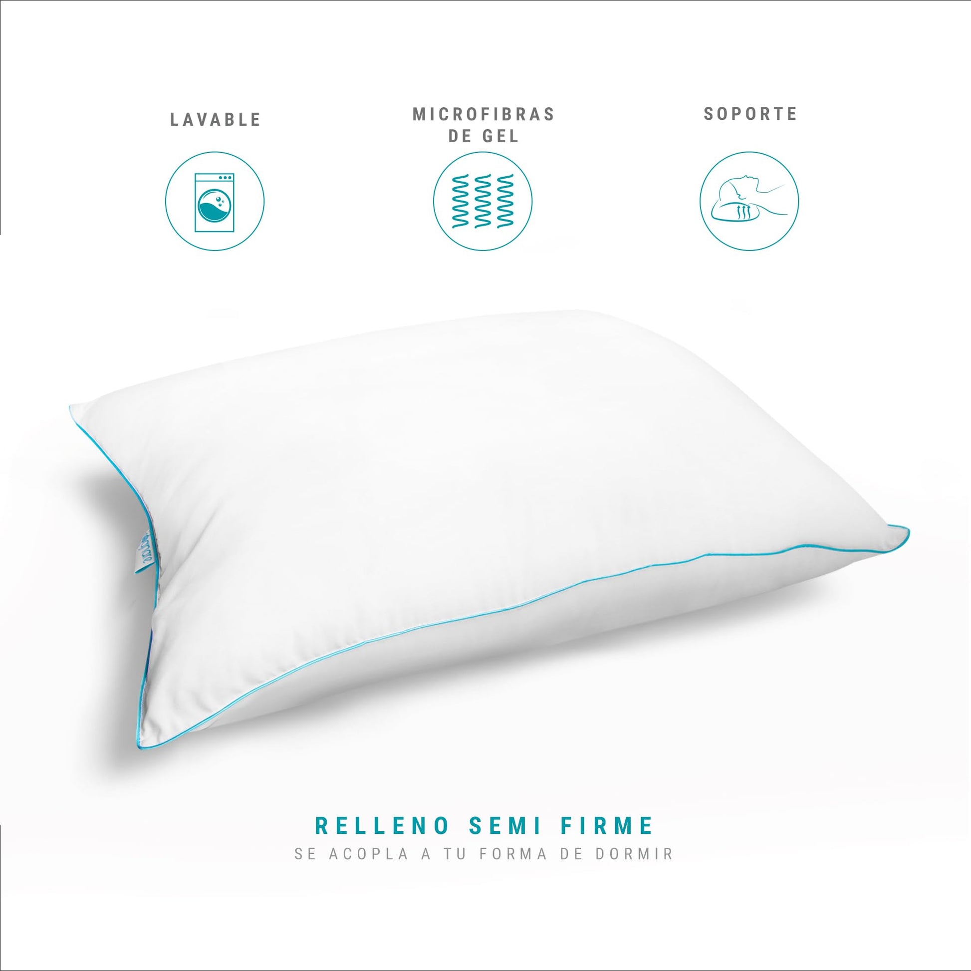 Almohada King Size Sognare Nuo Semi Firme Microfibras Gel Hipoalergénica Lavable 6 Pack