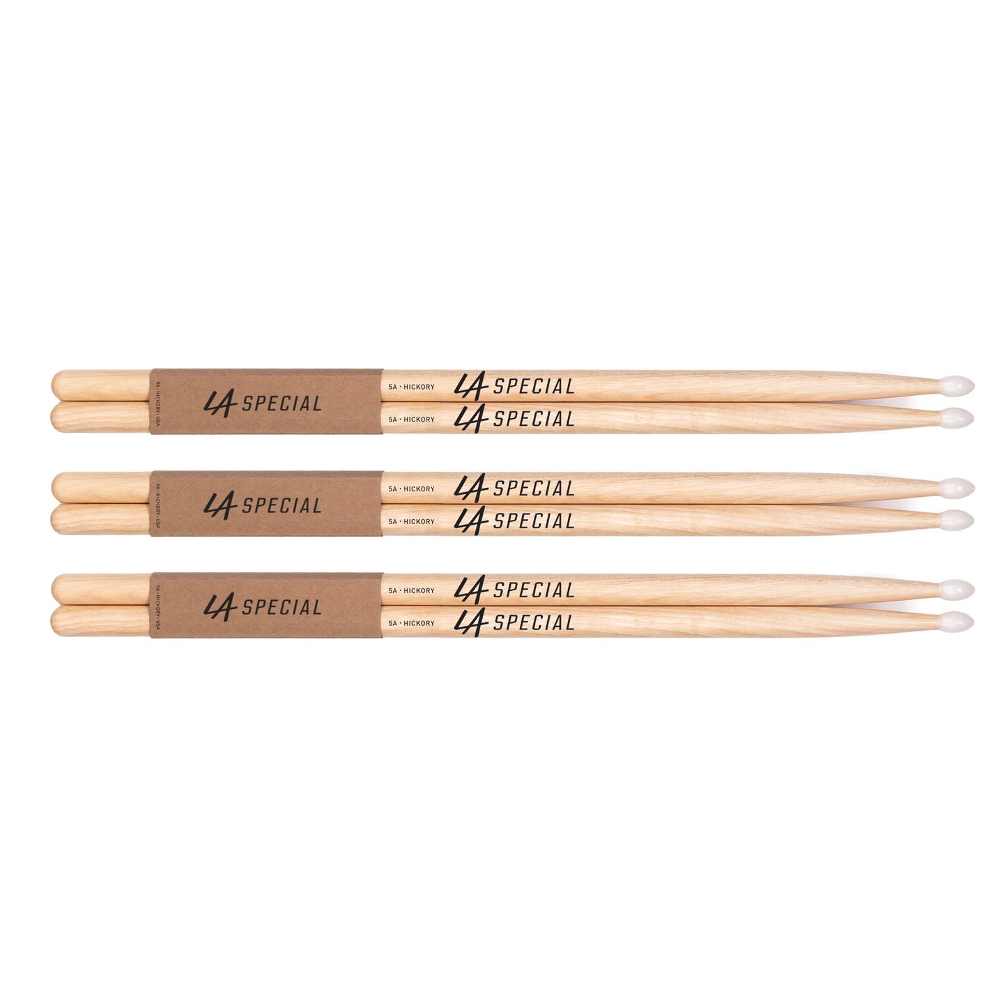ProMark | Baquetas LA Specials 5A Hickory, punta ovalada de nylon, 3 pares