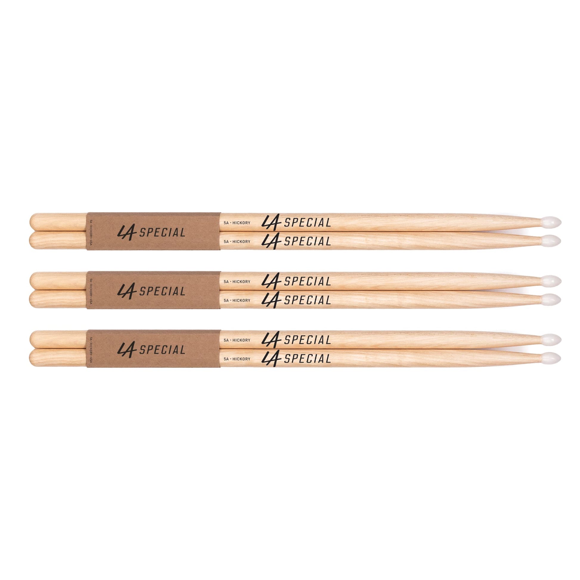 ProMark | Baquetas LA Specials 5A Hickory, punta ovalada de nylon, 3 pares