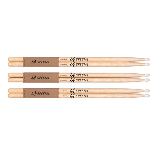 ProMark | Baquetas LA Specials 5A Hickory, punta ovalada de nylon, 3 pares