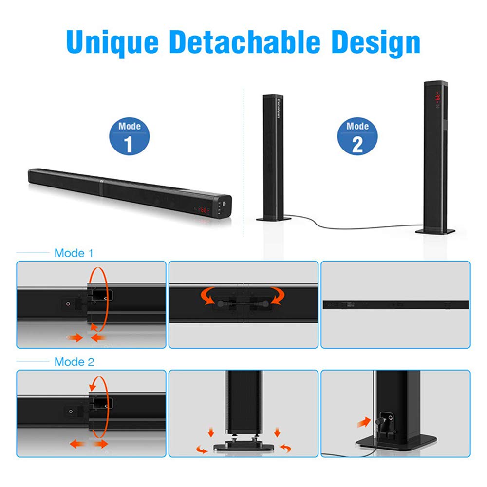 Barra de Sonido SAMTRONIC 2.1 Canales con Subwoofer Desmontable para TV de 37 Pulgadas y Juegos