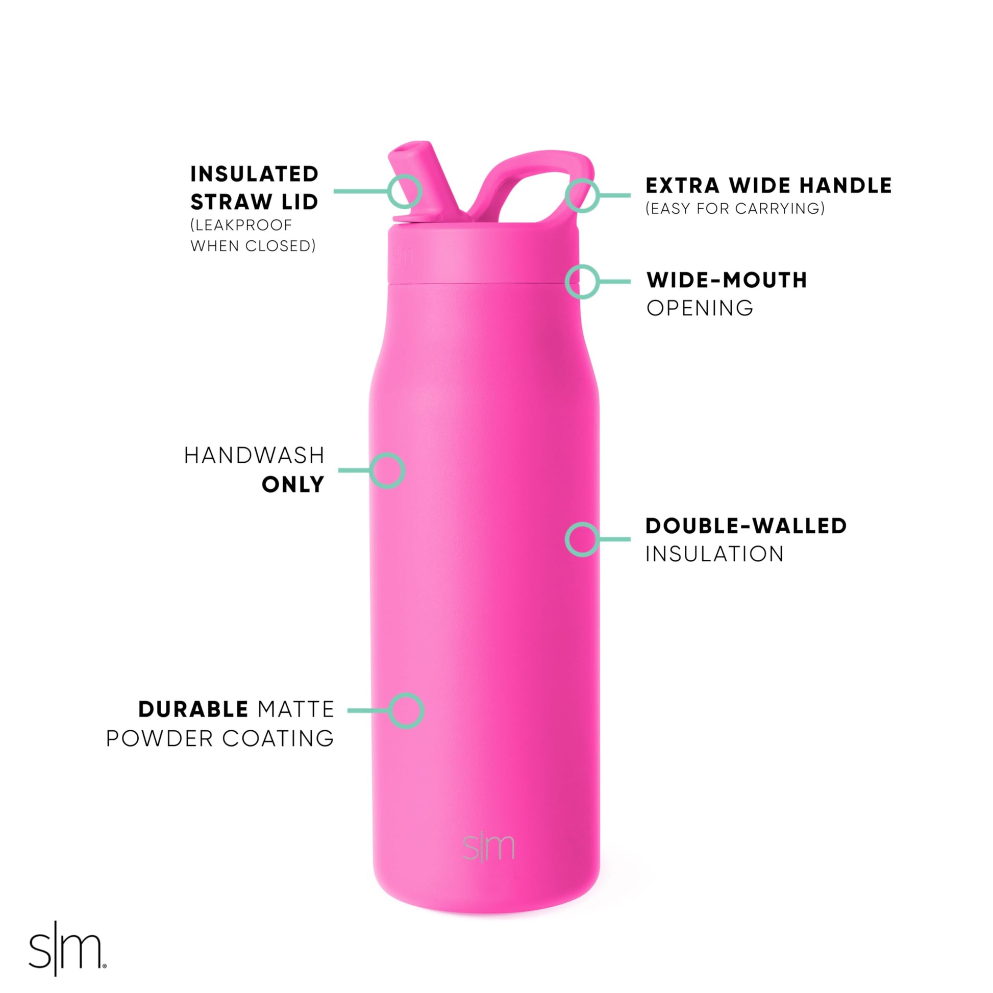 Botella de Agua Simple Modern Raspberry Vibes Aislada de Acero Inoxidable para Deportes y Viaje