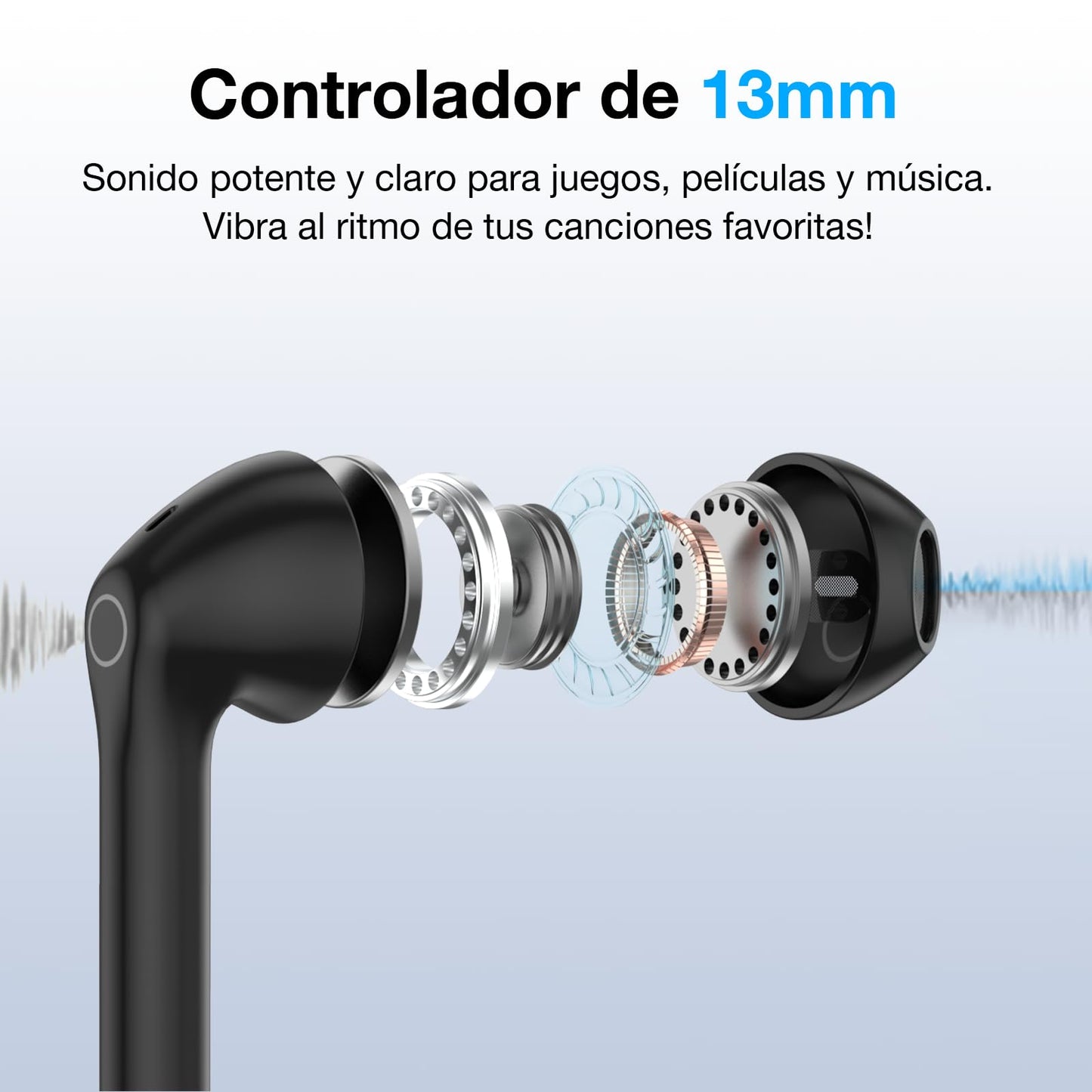 Audífonos Inalámbricos Mini 1 Hora Bluetooth 5.3 Negro para Correr y Escuchar Música