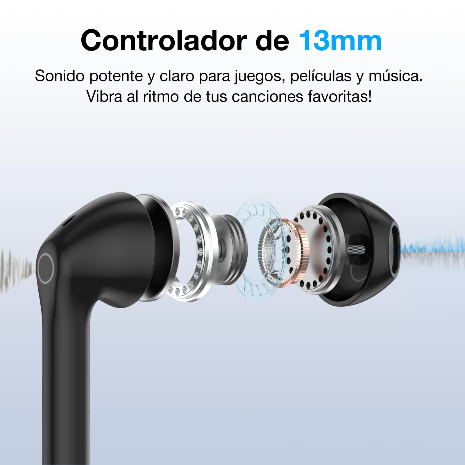 Audífonos Inalámbricos Mini 1 Hora Bluetooth 5.3 Negro para Correr y Escuchar Música
