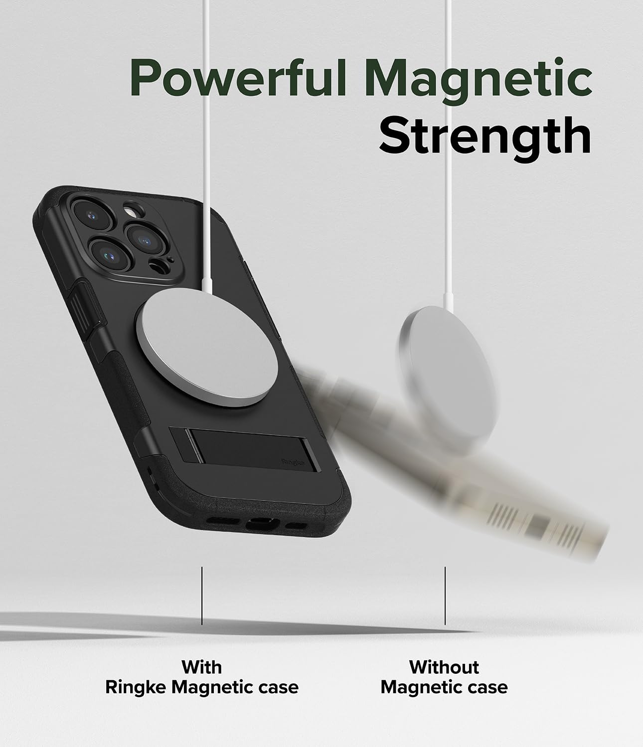 Funda Magnética Ringke Black Compatible con iPhone 15 Pro MAX con Soporte Ajustable para Carga MagSafe y Protección Resistente