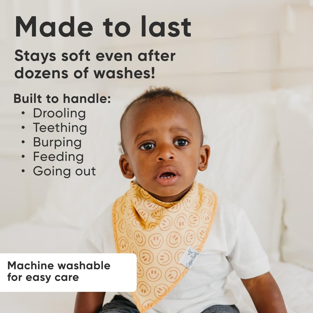 Copper Pearl - Paquete de 4 baberos de algodón suave para babeo y dentición, baberos absorbentes para bebés y niños, ajustables para adaptarse a recién nacidos a niños pequeños, toneladas de estilos