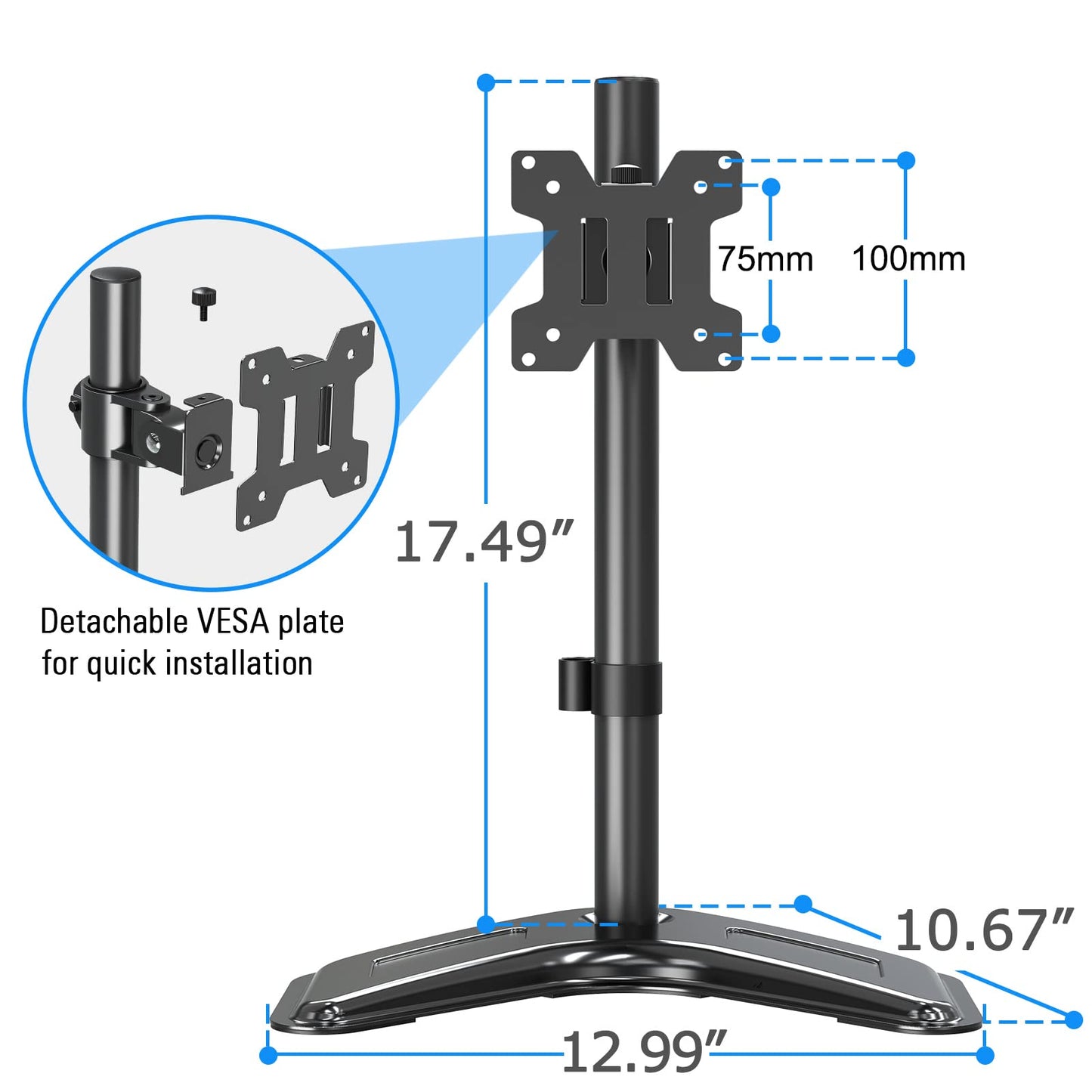 Soporte de Monitor Individual MOUNTUP Negro con Altura Ajustable y Rotación para Pantallas de Ordenador de 13 a 32 Pulgadas