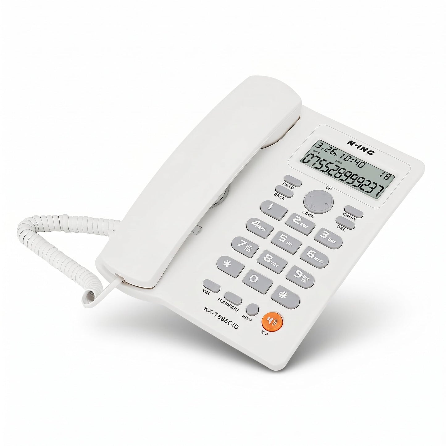 Teléfono del Hotel Identificador de Llamadas Teléfono Llamadas Manos Libres Oficina en el Hogar Teléfono Fijo del Hotel Inglés(Blanco)