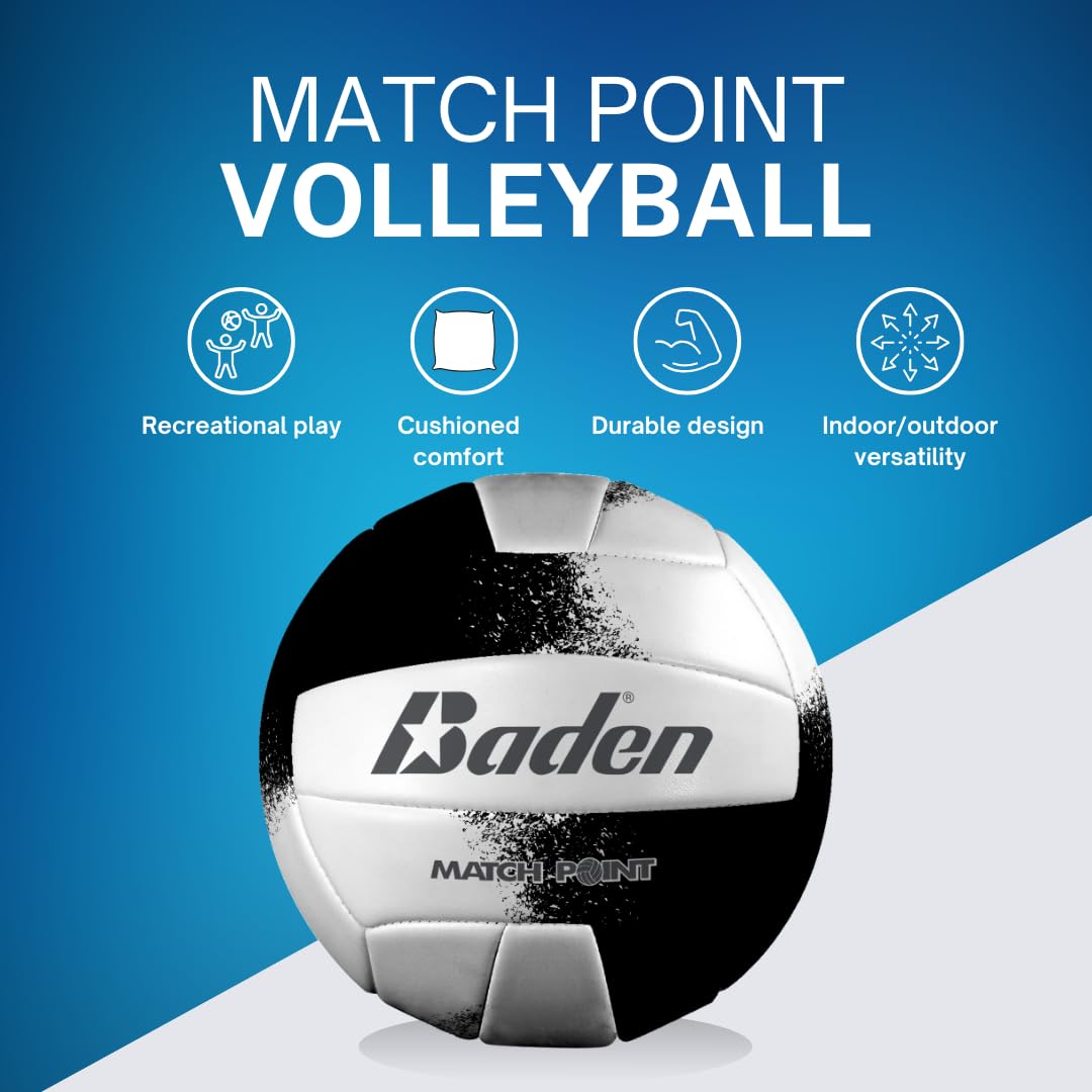 Baden MatchPoint - Balón de Voleibol, Negro/Blanco, Talla 5
