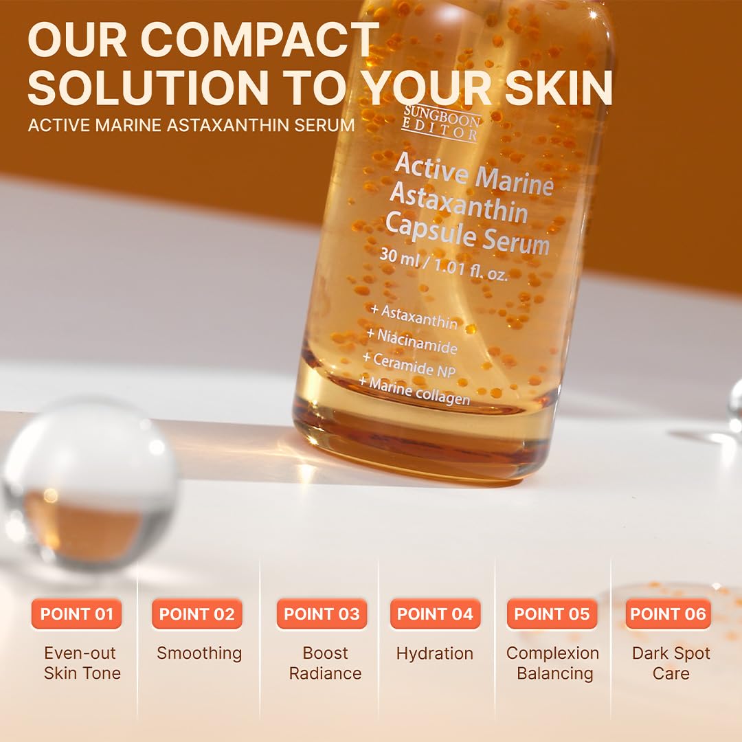 Suero de astaxantina marina activa 30 ml | Tono de piel uniforme | Hidratación y revitalización