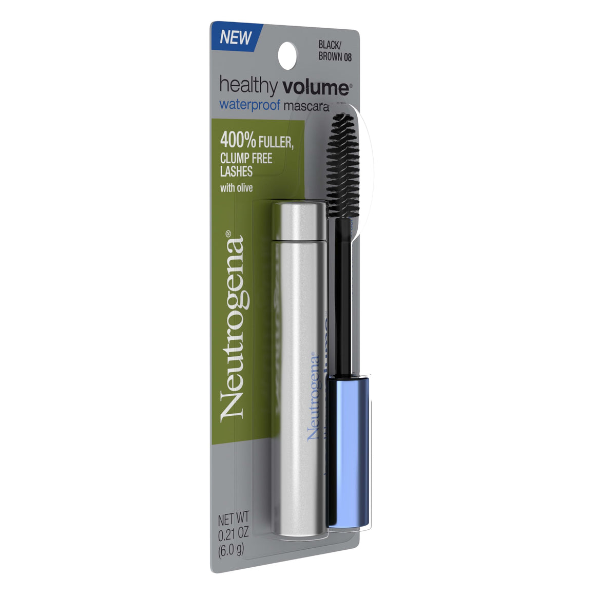Neutrogena Healthy Volume Waterproof Mascara, Black/Brown 08, .21 Oz. (Pack of 2)