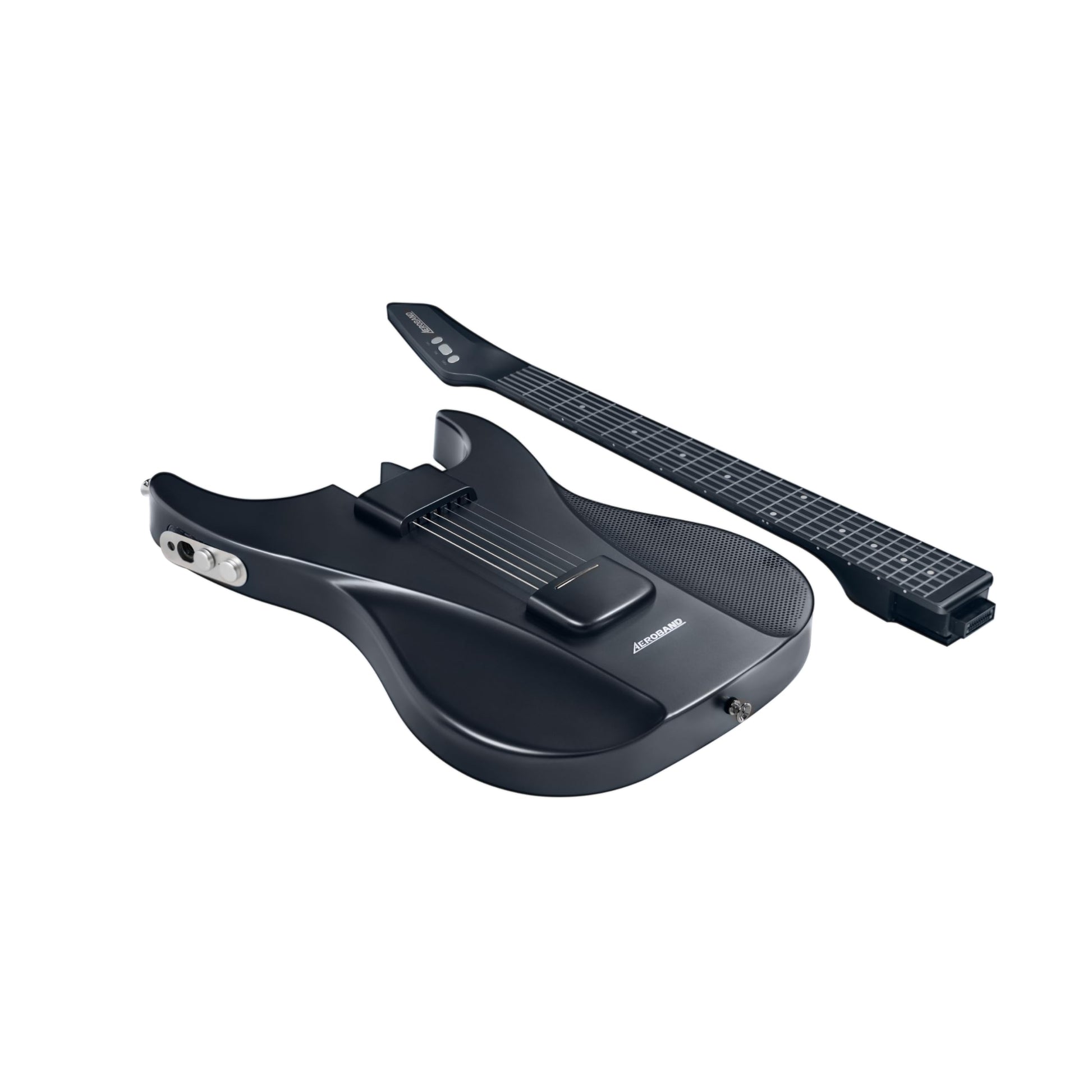 AeroBand - Guitarra inteligente con cuerdas de silicona, guitarra silenciosa de viaje con diapasón desmontable, conector para auriculares, altavoz y batería integrados, Aeroband APP Play, MIDI