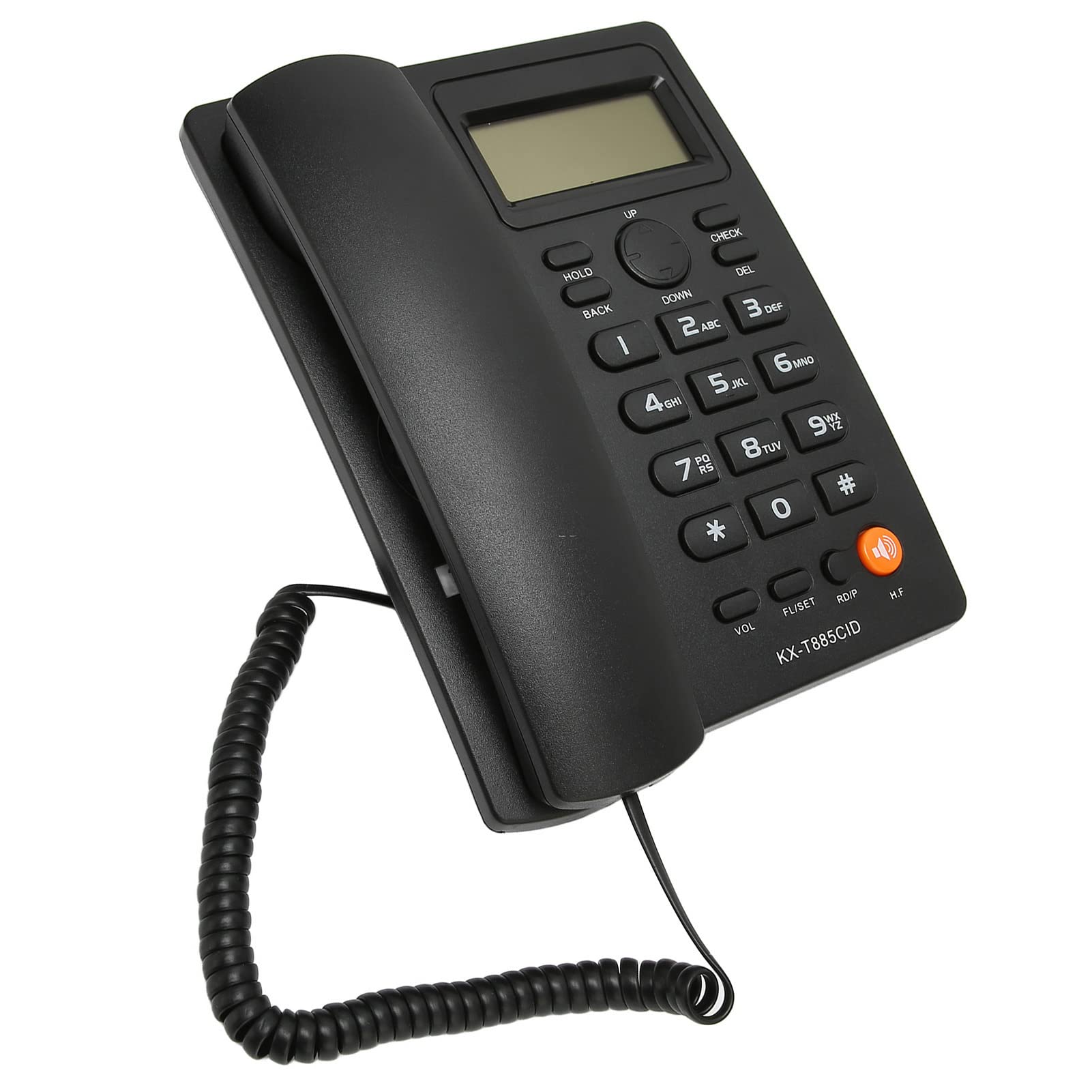 Teléfono Fijo, Interfaz Dual Marcación Rápida Teléfono con Cable Función de Silencio de Reducción de Ruido con Auricular para Familia para Hotel para Centro de Llamadas (Black)