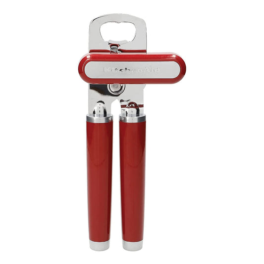 KitchenAid - Abrelatas y abrebotellas multifunción clásico fácil de usar, rueda de corte de acero inoxidable afilada, asas ergonómicas suaves, rojo imperio