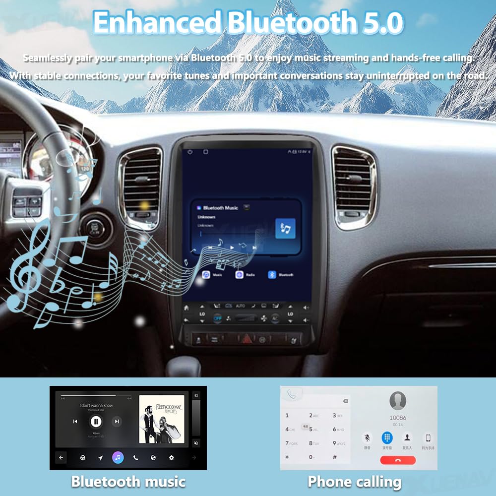 XUENAV- Pantalla táctil Android Head Unit Upgrade para 2011 2012 2013 Dodge Durango Android Coche Radio Reemplazo inalámbrico carplay Android Auto Auto navegación GPS Auto Estéreo