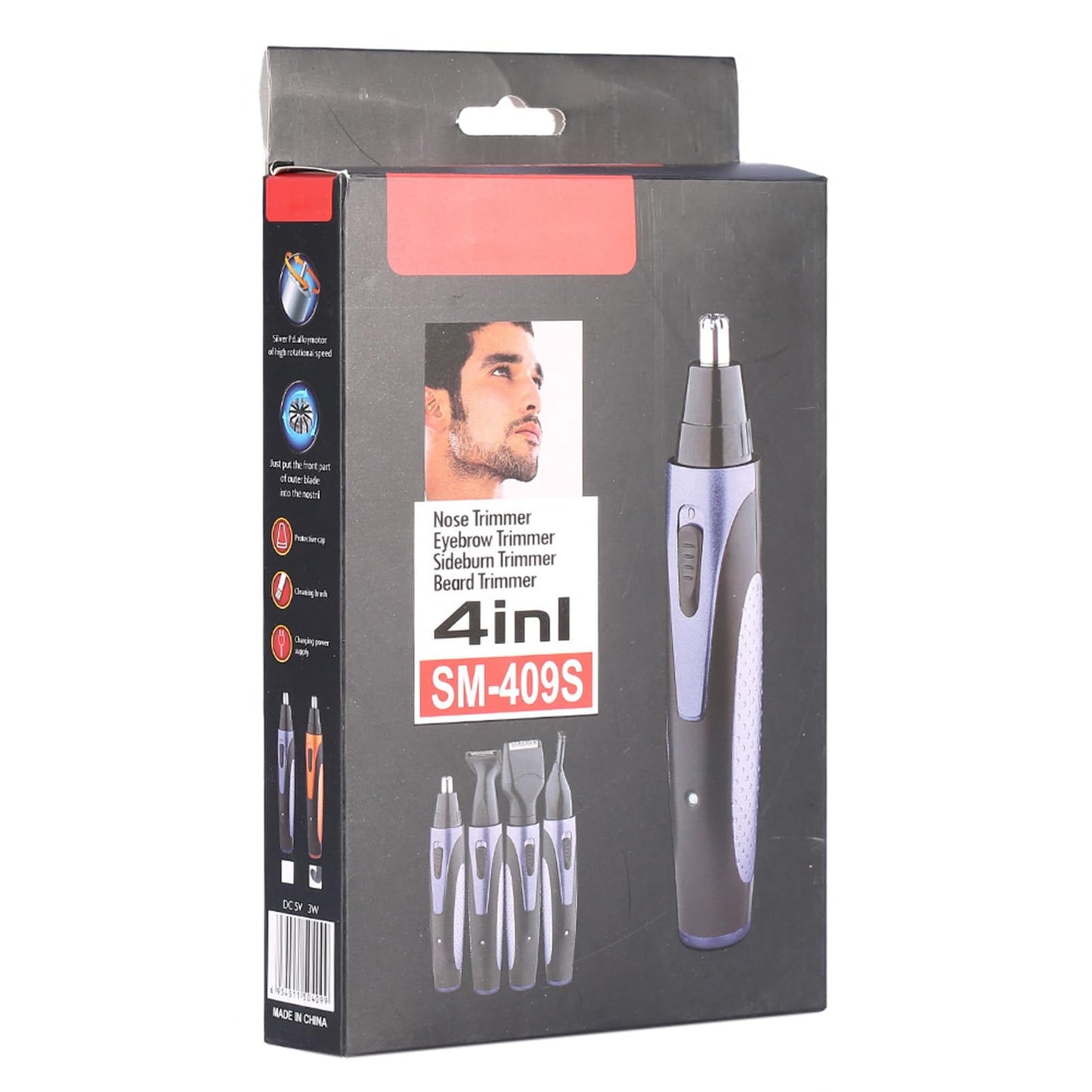 Recortadora de vello facial para hombres, afeitadora de cejas de oreja de barba recargable de pelo de nariz 4 en 1 para