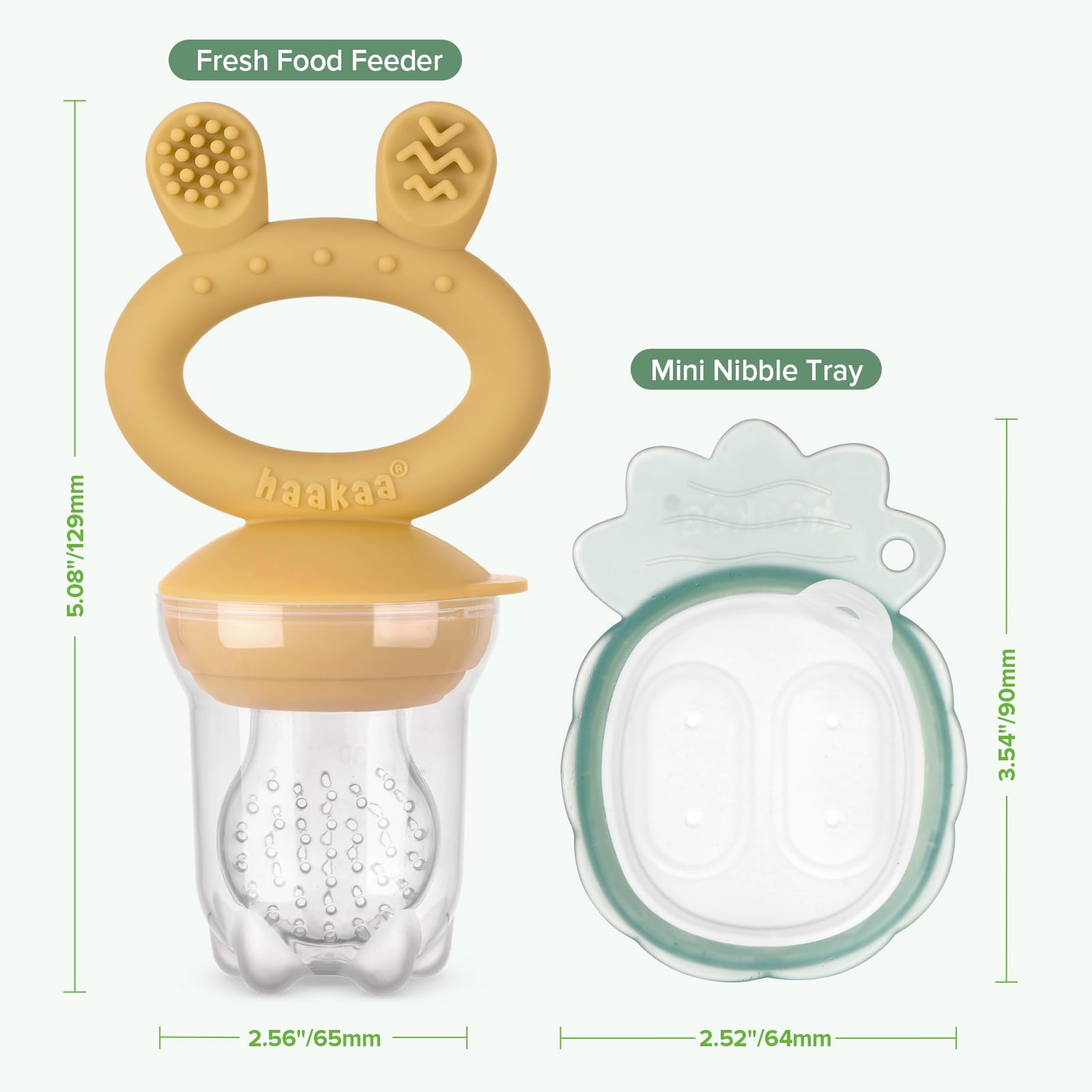 Haakaa - Comedero de frutas para bebé y mini bandeja para congelador, moldes para paletas de leche materna para aliviar la refrigeración del bebé, alimentador de silicona sin BPA para una alimentación