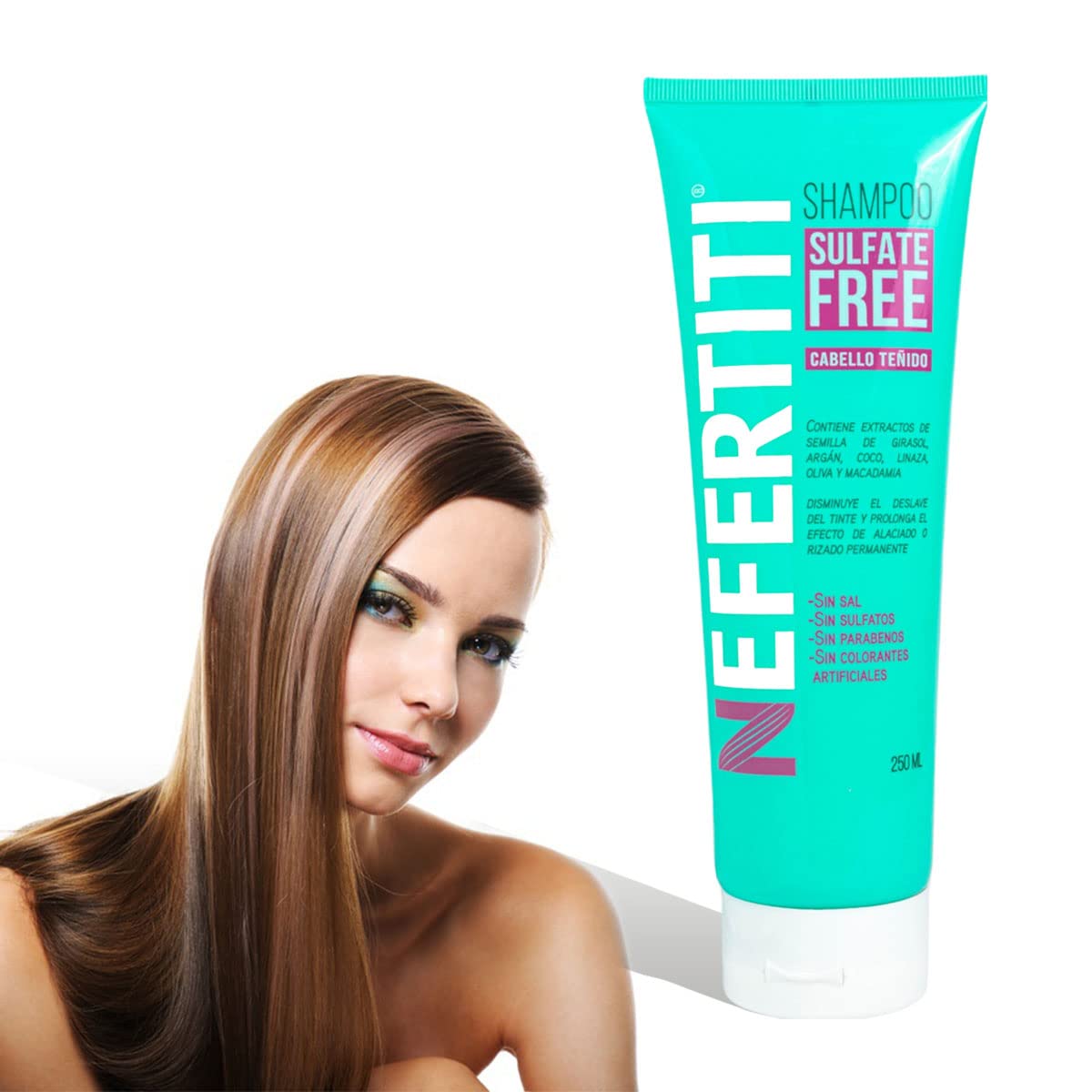 Kit Cabello Teñido Shampoo sin Parabenos + Mascarilla Sulfate Free de Nefertiti con Aceite de Argán, y Macadamia, Prolonga la Duración del Tinte, Alaciado y Permanente.