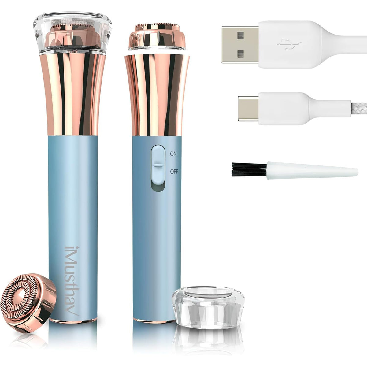 Depiladora facial profesional, rápida, precisa, indolora, de labios y barbilla, para mujeres, recargable por USB, chapada en oro de 18 quilates, cabeza flotante de doble anillo de 13 mm, luz LED de