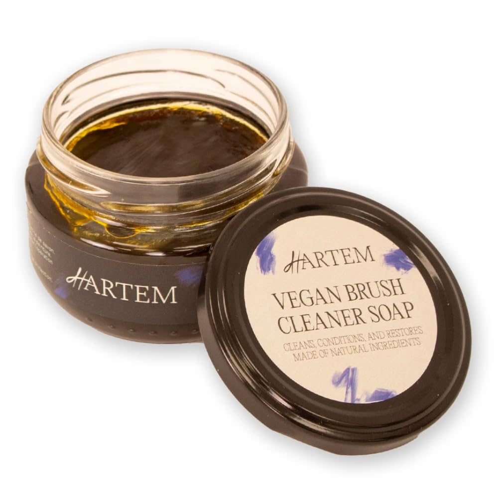 Hartem - Jabón y acondicionador Limpiador en Crema Vegano para Pinceles de Maquillaje y Arte, Limpieza Profunda y restauración con aceites Vegetales para Proteger Tus Pinceles, 100