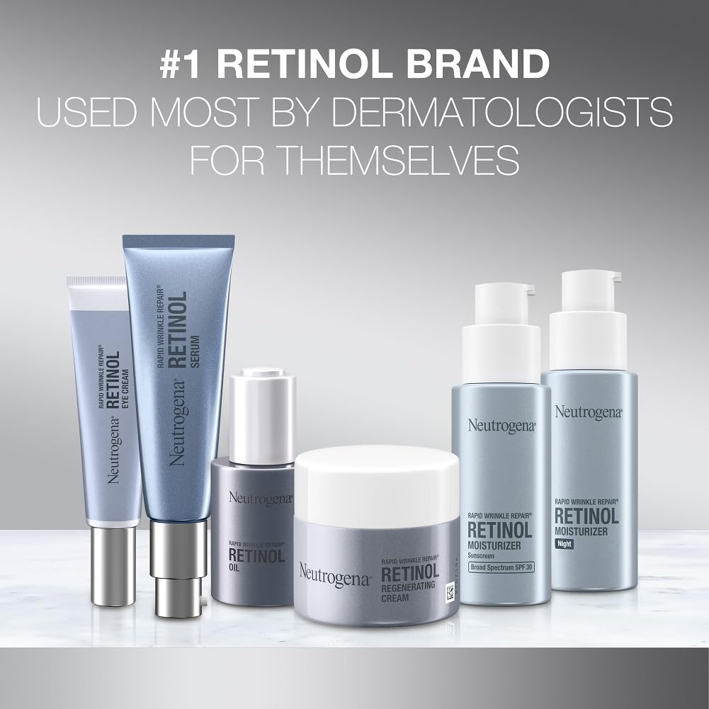 Neutrogena Rapid Wrinkle Repair Fragrance Free Moisturizing Anti-Wrinkle Retinol Cream with Hyaluronic Acid for Face & Neck, 1.7 oz