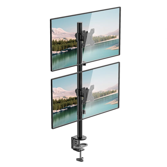Soporte de Computadora WALI Negro de Monitor Dual para Pantallas de hasta 27 Pulgadas con Base de Ojal Opcional
