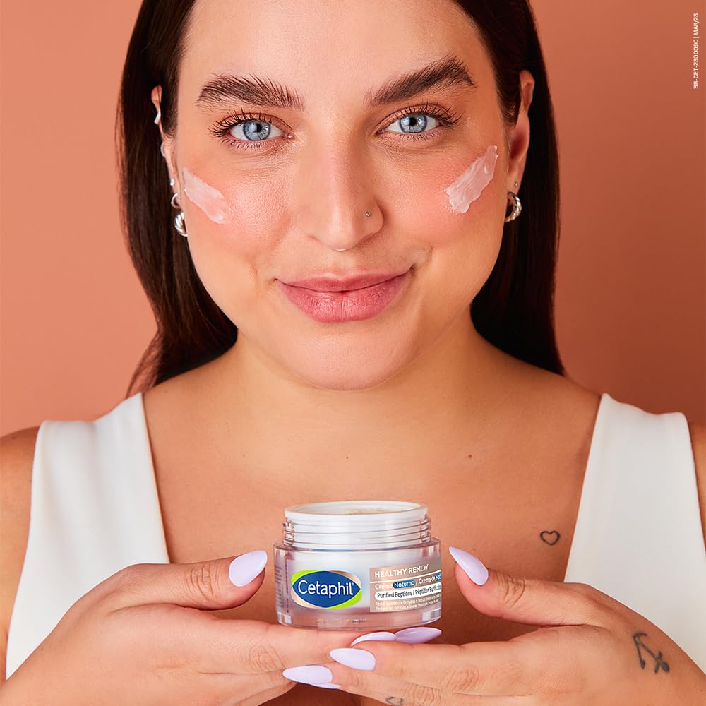 CETAPHIL HEALTHY RENEW Crema de Noche 50 g Eficacia Antiedad Comprobada Reduce la Apariencia de Líneas de Expresión Hidrata por 24 Hrs y Suaviza la Piel Recomendado por Dermatólogos para Piel Sensible