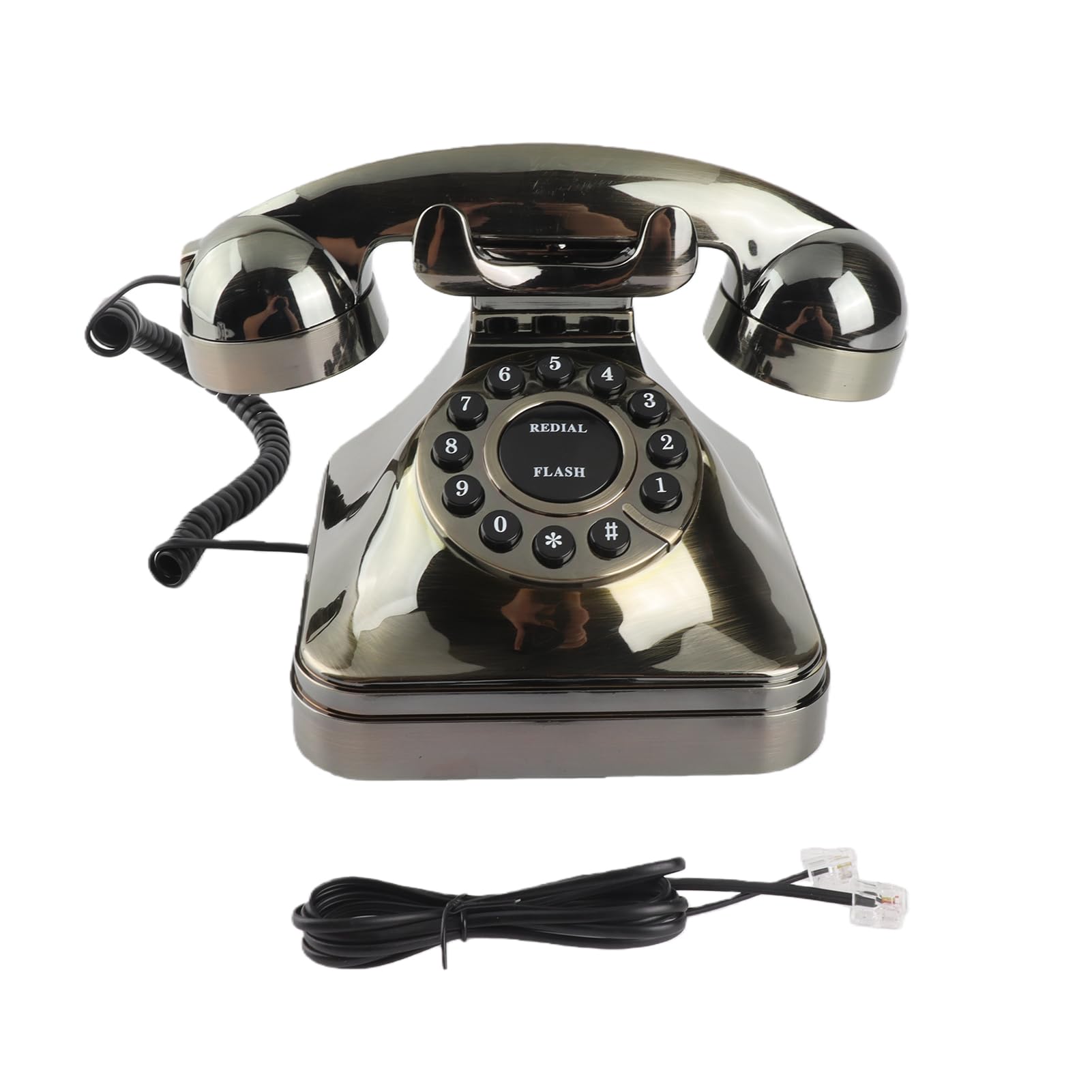 Cuifati Teléfono de Bronce Antiguo, teléfonos fijos con Cable Retro a la Antigua, teléfono con Cable
