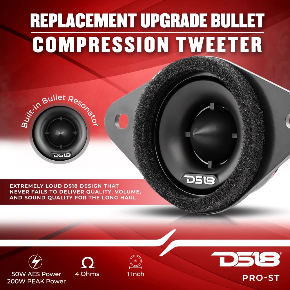 DS18 PRO-ST - Tweeters de compresión de bala de repuesto de 1.9 pulgadas con cruces, kit de actualización de altavoz de agudos OEM para muchos modelos Subaru/Toyota, repuesto para H631SFJ101 y H631SFJ100 (par)
