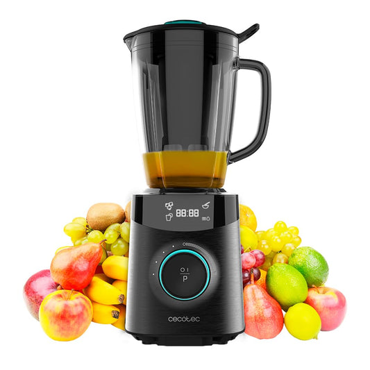 Cecotec Batidora de vaso Power Black Titanium 1800 Advance. 1800 W, Acero inoxidable, Cuchilla de 8 hojas con Recubrimiento de Titanio Negro y jarra de vidrio Fundido con 1,8 L