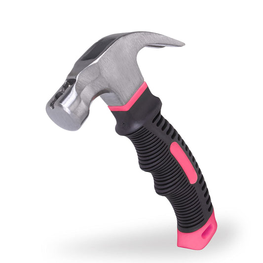 EFFICERE - Martillo rechoncho multiuso de 8 onzas, color rosa con iniciador de uñas magnético, rosa para niñas, mujeres y mujeres, ideal para proyectos domésticos generales, cochera, recámara universitario, oficina y más