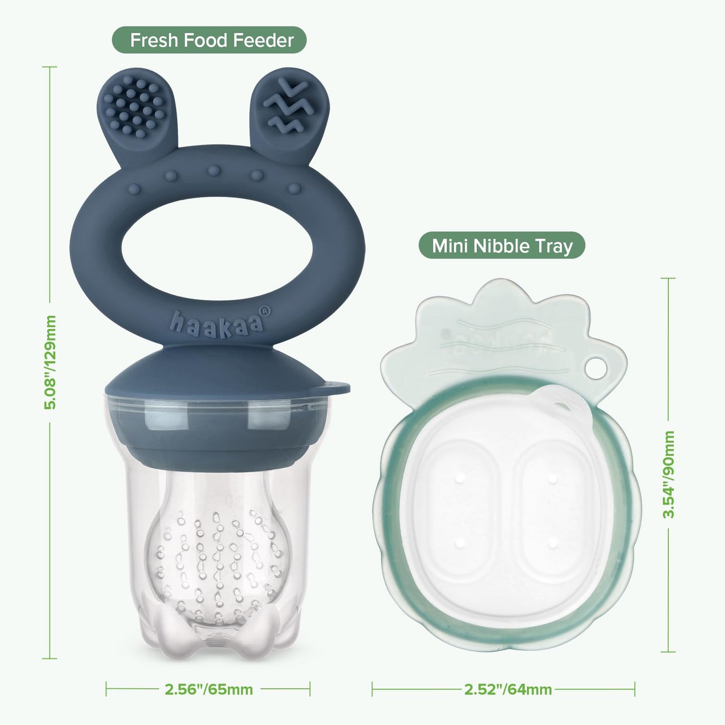 Haakaa - Comedero de frutas para bebé y mini bandeja para congelador, moldes para paletas de leche materna para aliviar la refrigeración del bebé, alimentador de silicona sin BPA para una alimentación